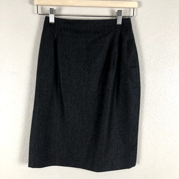 VINTAGE Burberrys Of London Skirt Gray Wool Pencil Midi Career Size X Small - Picture 1 of 15